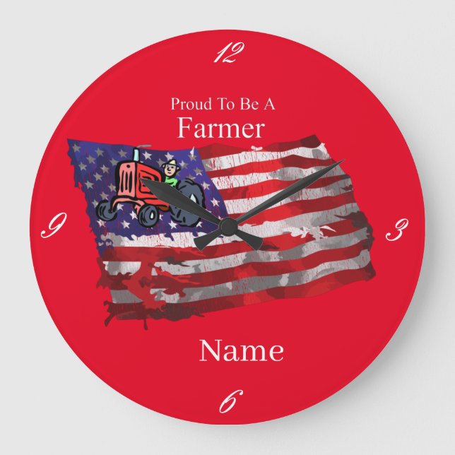 Proud Patriotic Bauer Flag Thunder_Cove Große Wanduhr (Vorderseite)