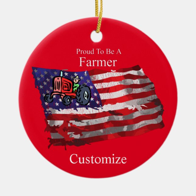 Proud Patriotic Bauer Flag Thunder_Cove Keramik Ornament (Vorne)