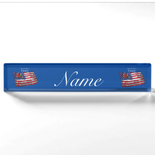 Proud Patriotic Bauer Flag Thunder_Cove Namensplakette
