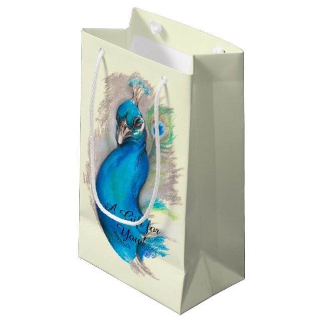 Proud Peacock Elegant Kleine Geschenktüte (Vorderseite Schrägansicht)