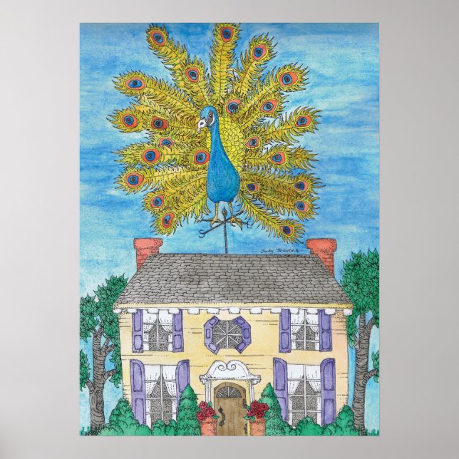 Proud Peacock Poster Print (Vorne)