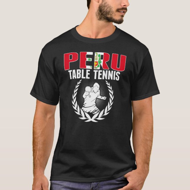 Proud Peru Table Tennis  Peruvian Ping Pong Suppor T-Shirt (Vorderseite)