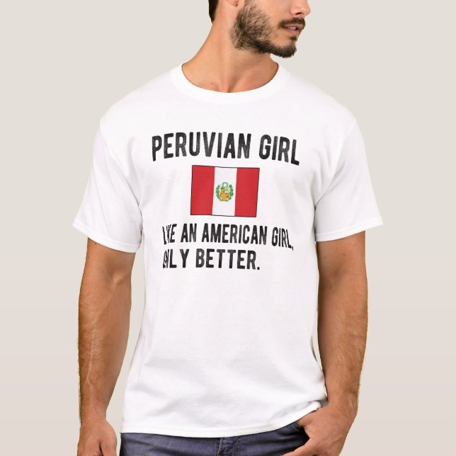Proud Peruvian Girl Peru Flag Peruvian Roots T-Shirt (Vorderseite)