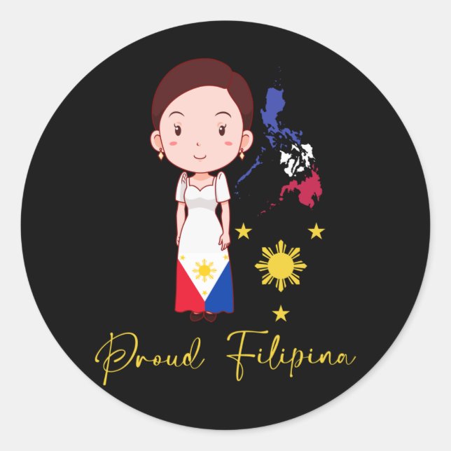 Proud Philippines Frau Filipina Pide Pinay Girl Runder Aufkleber (Vorderseite)