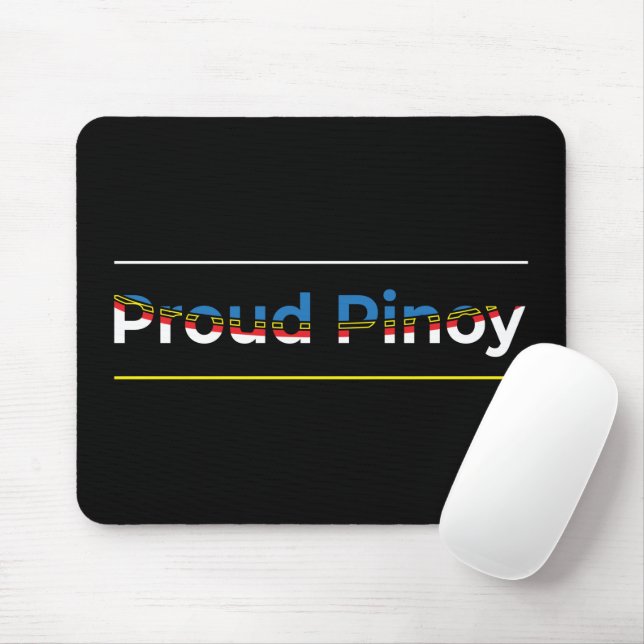 Proud Pinoy - Filipino Flag Word Art Letting Mousepad (Mit Mouse)