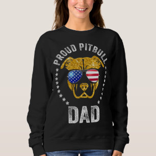 Proud Pitbull Vater Face Pitbull trägt amerikanisc Sweatshirt