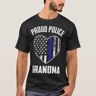 Proud Police Officer Oma American Flag Thin Bl T-Shirt