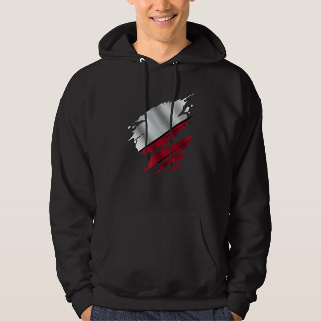 Proud Polish Ripped Poland Flag Hoodie (Vorderseite)
