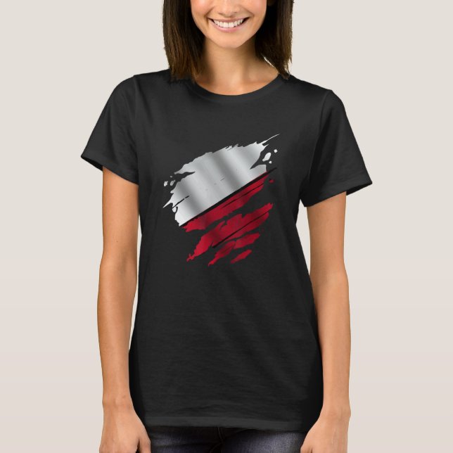 Proud Polish Ripped Poland Flag T-Shirt (Vorderseite)