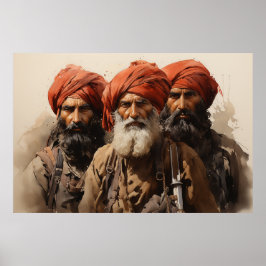 Proud Punjabi Sikh Krieger Aquarellmalerei Poster