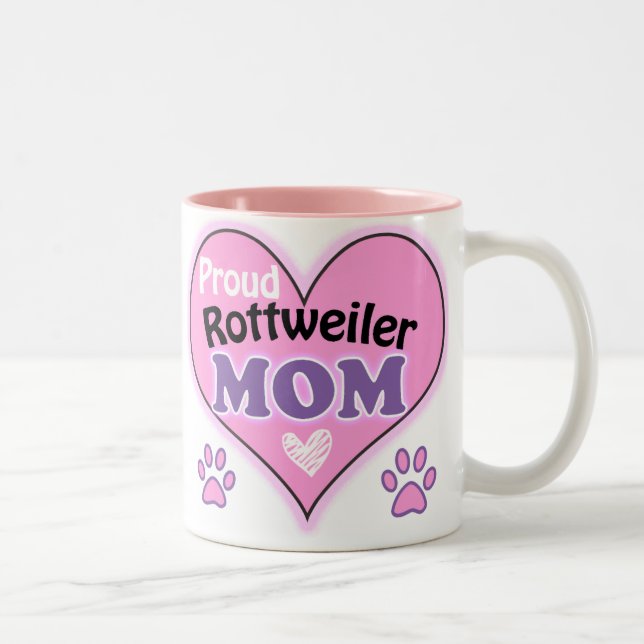 Proud Rottweiler Mom Zweifarbige Tasse (Rechts)