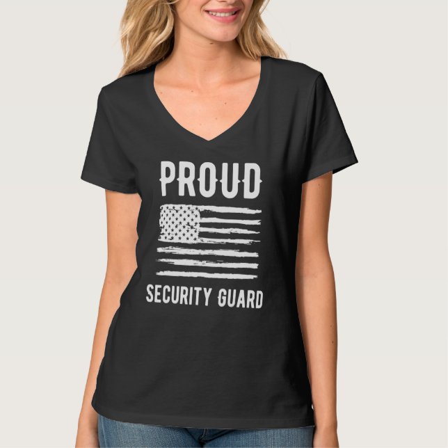 Proud Security Guard Profession American Flag T-Shirt (Vorderseite)