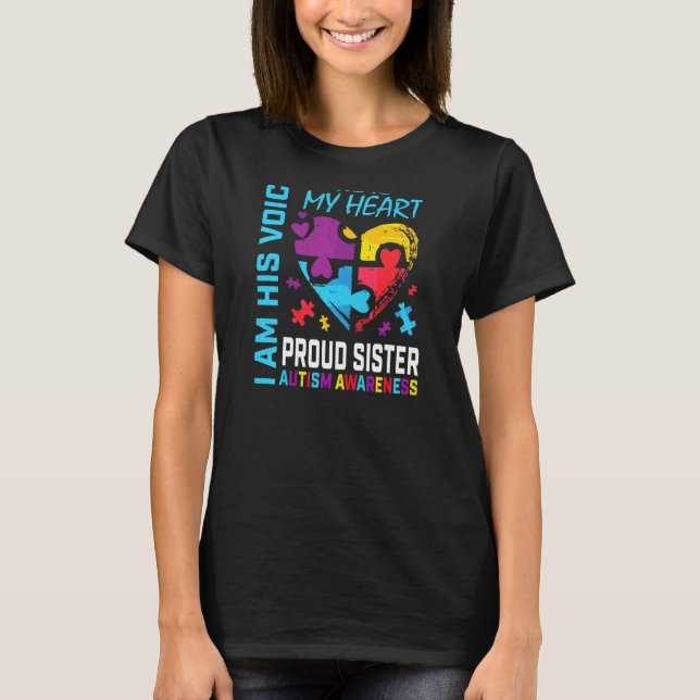 Proud Sister Autismus Bewusstsein Bruder Puzzle Pi T-Shirt (Vorderseite)