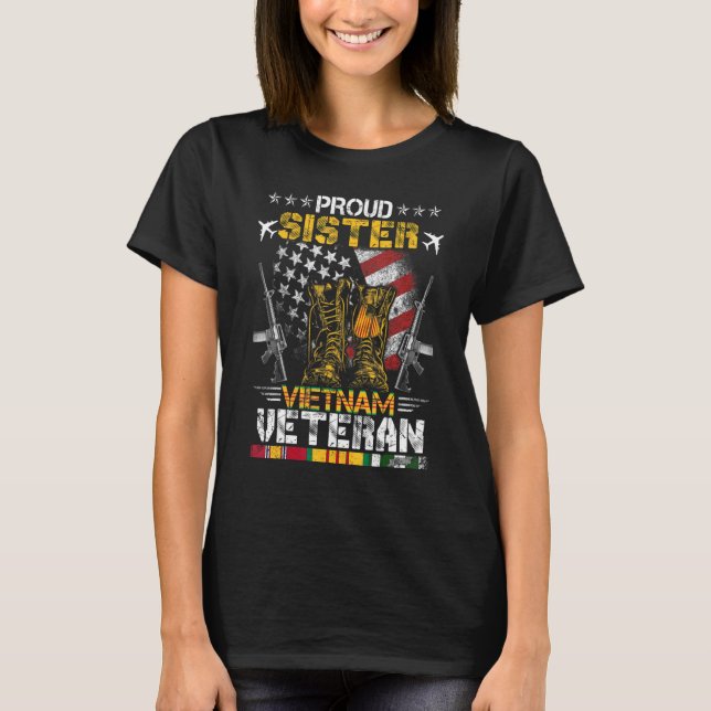 Proud Sister of Vietnam Veteran US Flag Veteran D T-Shirt (Vorderseite)