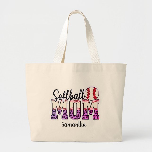 Proud Softball Mama Life Jumbo Stoffbeutel (Vorne)