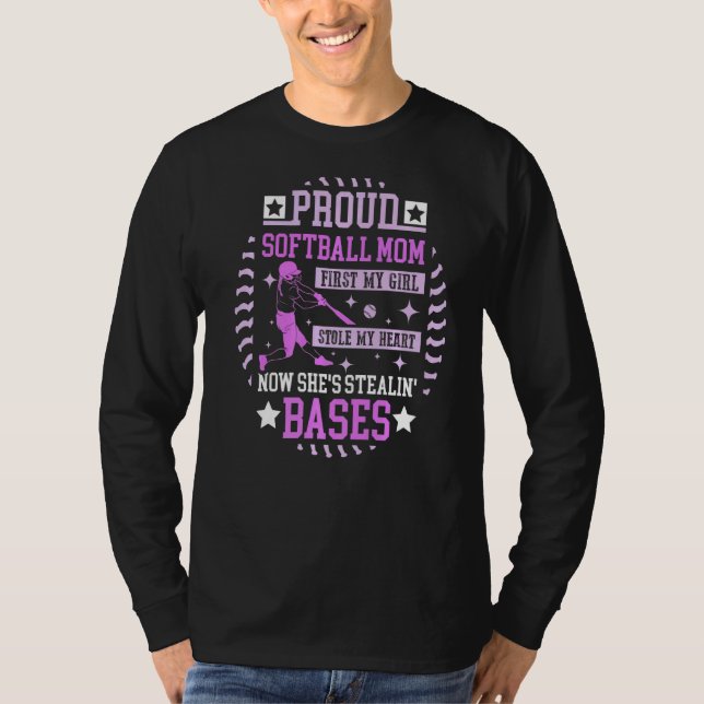 Proud Softball Mutter mit Tochter Softball Fauna T-Shirt (Vorderseite)