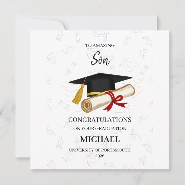 Proud Son Graduation Personalized Karte (Vorderseite)