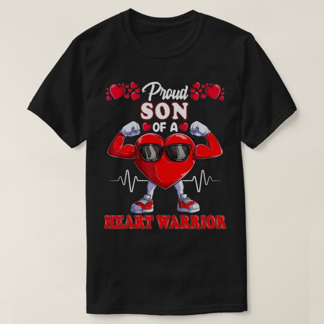 Proud Son of a Heart Warrior CHD Bewusstsein T-Shirt (Design vorne)