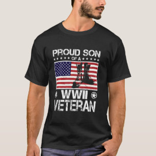 Proud Son of Wwii Veteran US Flag Boots Veteran Da T-Shirt
