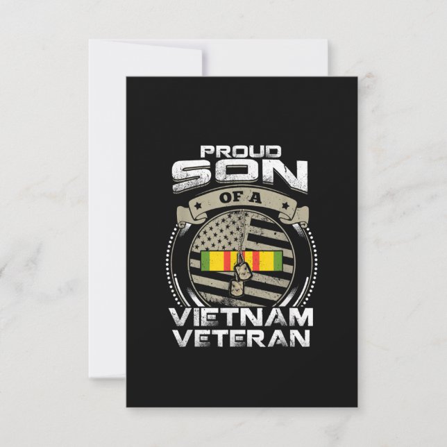 Proud Son Vietnam Veteran American Flag Fathers RSVP Karte (Vorderseite)