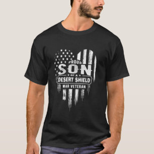 Proud Son Wüstenschild Krieg Veteranen Vater Mama T-Shirt