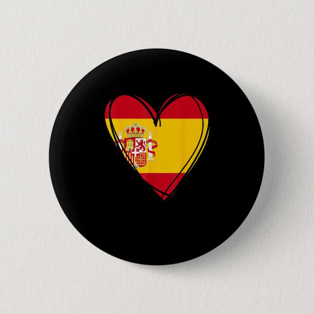 Proud Spanish Boy Girl Aunt Dad Mom Spain Flag Hea Button (Vorderseite)
