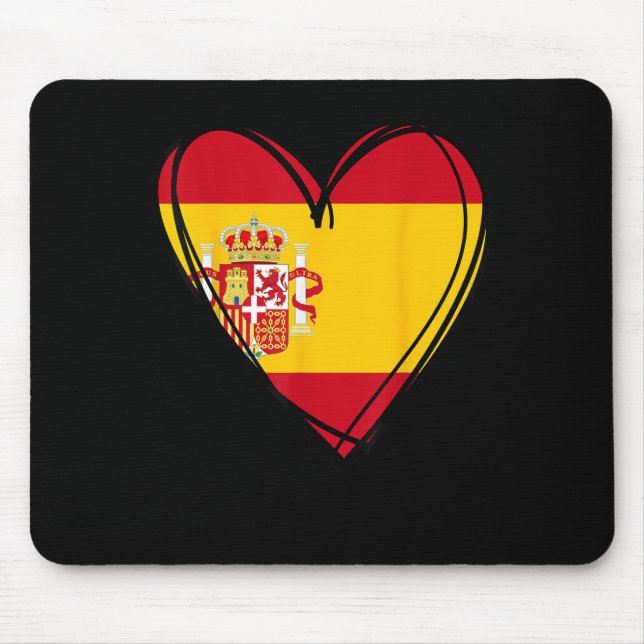 Proud Spanish Boy Girl Aunt Dad Mom Spain Flag Hea Mousepad (Vorne)