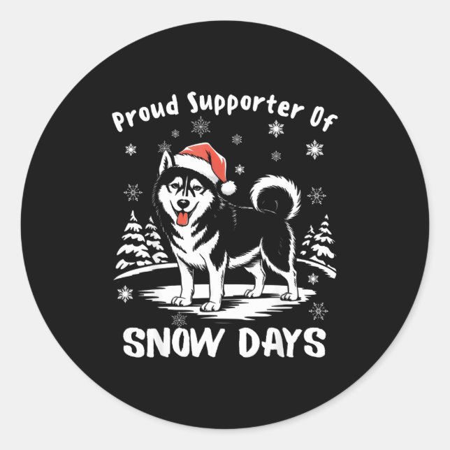 Proud Suprter Of Snow Days Cute Winter Snowflake F Runder Aufkleber (Vorderseite)