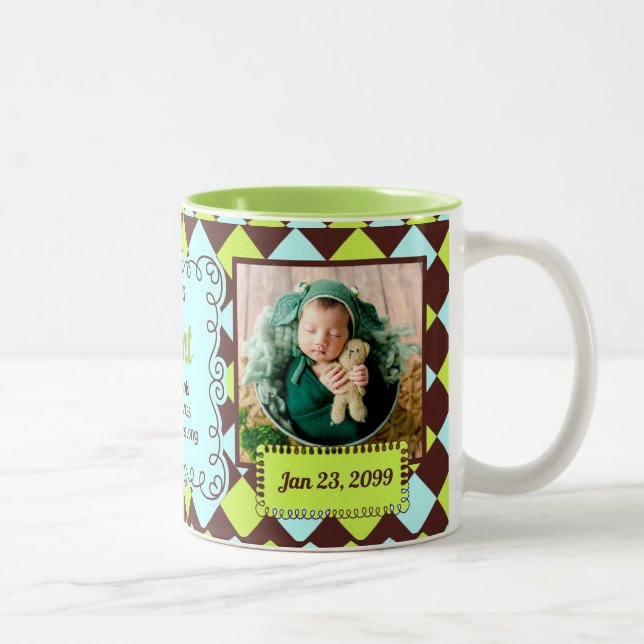 Proud Tante Green und Brown Arglyphen Baby Fotos Zweifarbige Tasse (Rechts)