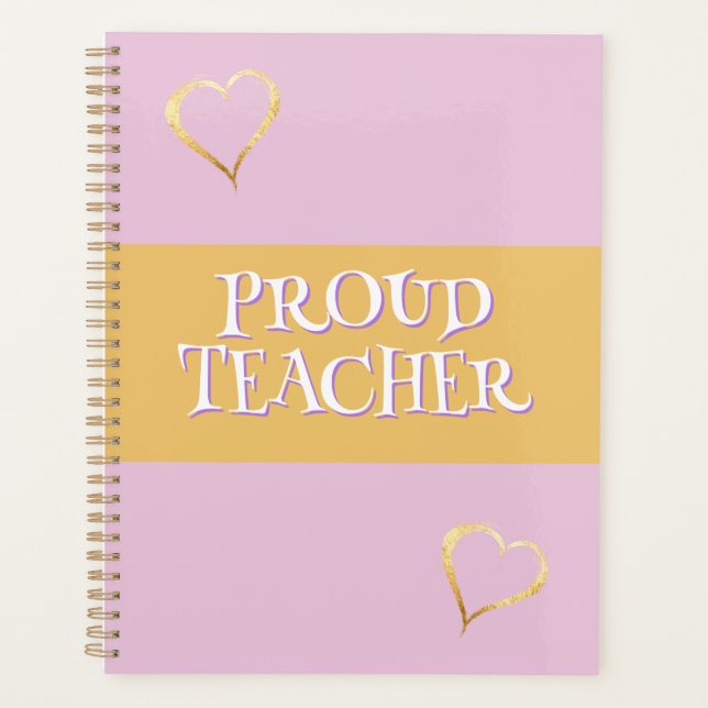 Proud Teacher Pink Custom Planer (Vorderseite)
