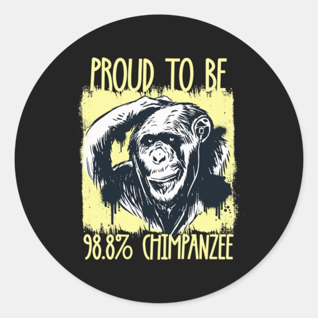 Proud To Be 988 Chimpanzee 2  Runder Aufkleber (Vorderseite)