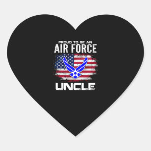 PROUD TO BE AN AIR FORCE UNCLE WITH American Flag Herz-Aufkleber