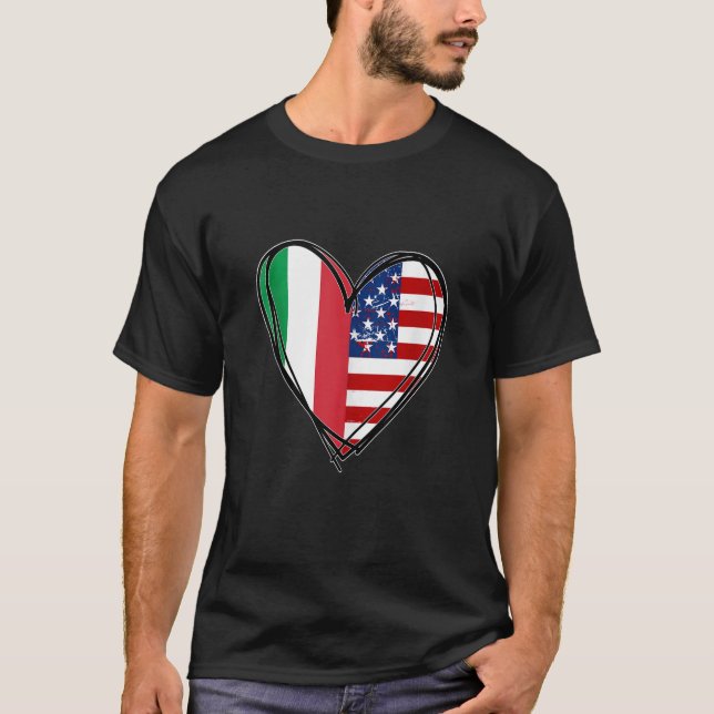 Proud to Be Italian American Cool Italy USA Flag H T-Shirt (Vorderseite)