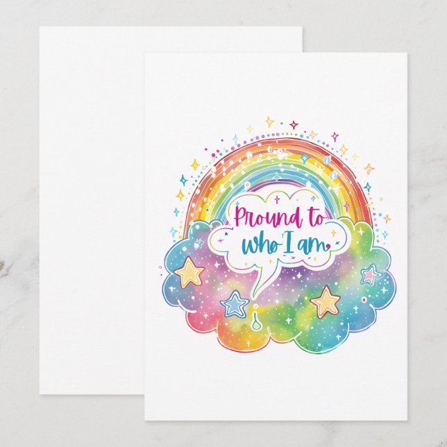 Proud to Who I Am Rainbow Art Self Love Pride Gift Einladung (Vorne/Hinten)