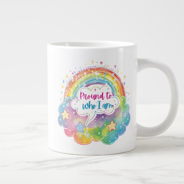 Proud to Who I Am Rainbow Art Self Love Pride Gift Jumbo-Tasse (Rechts)