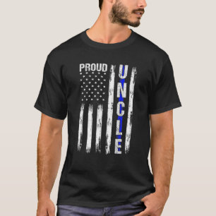 Proud Uncle American Flag Thin Blue Line Police Su T-Shirt