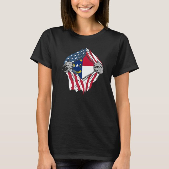 Proud Usa Zuhause Country Flag North Carolina T-Shirt (Vorderseite)