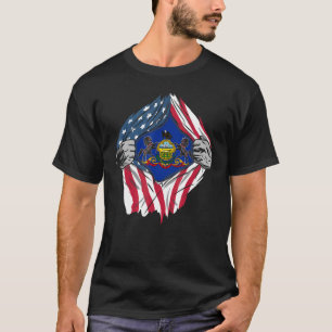 Proud Usa Zuhause Country Patriotic State Flag Pen T-Shirt
