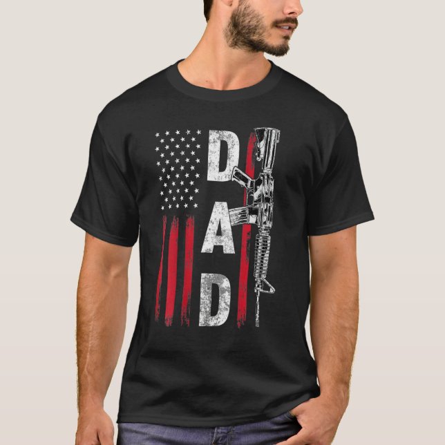 Proud Vater Daddy Gun Rights Ar 15 American Flag F T-Shirt (Vorderseite)