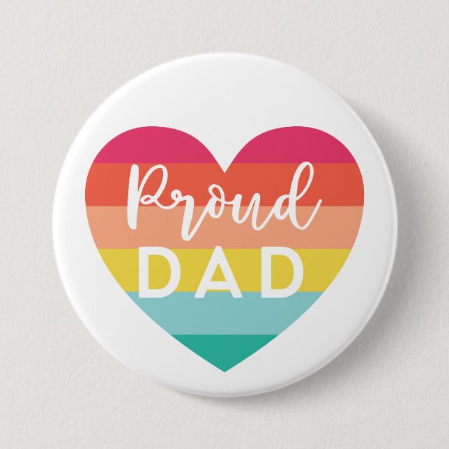 Proud Vater Gay Pride Farbenfrohe Regenbogenhaut Button (Vorderseite)