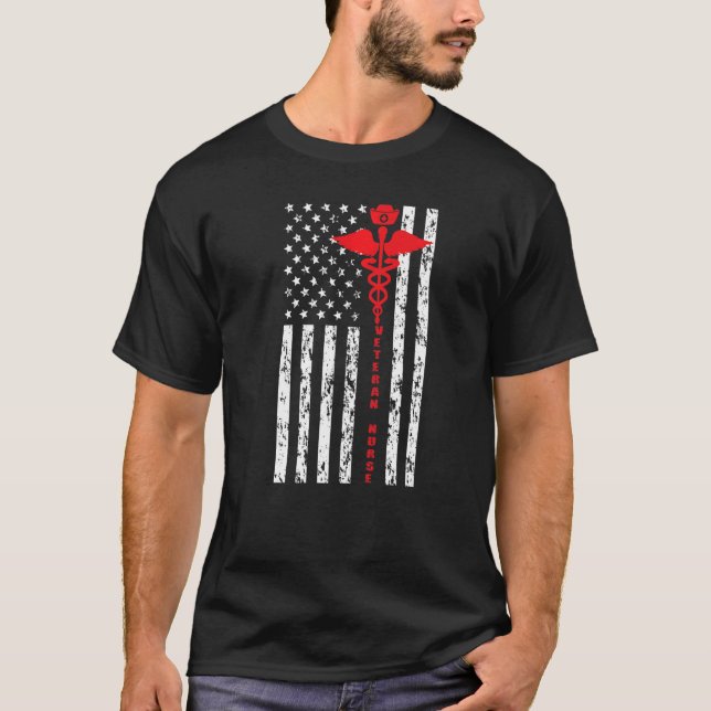 Proud Veteran Nurse US Flag Veteran Nursing  1 T-Shirt (Vorderseite)