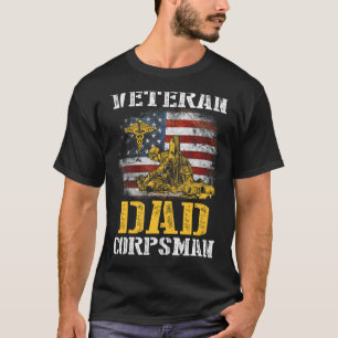 Proud Veteran Vater Corpsman Flag Vintag 4. Ju T-Shirt