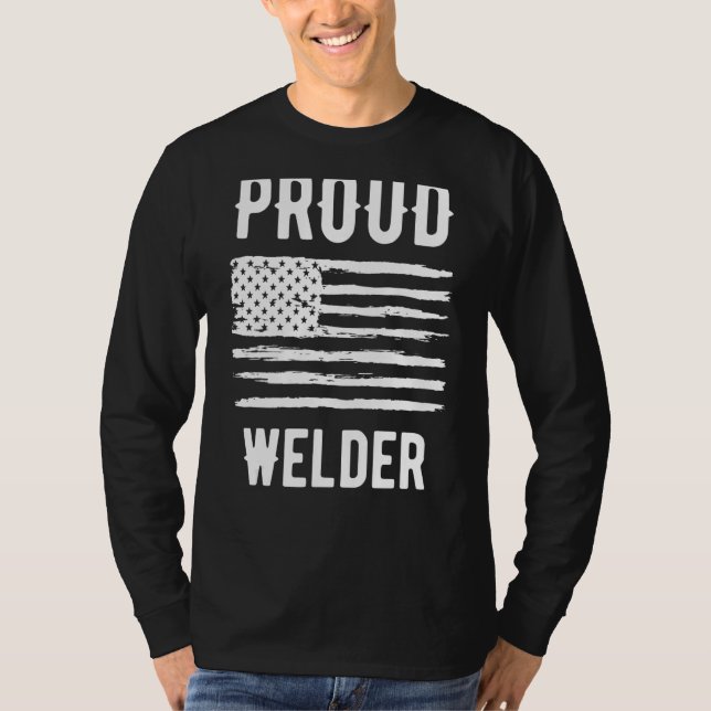 Proud Welder Profession American Flag T-Shirt (Vorderseite)