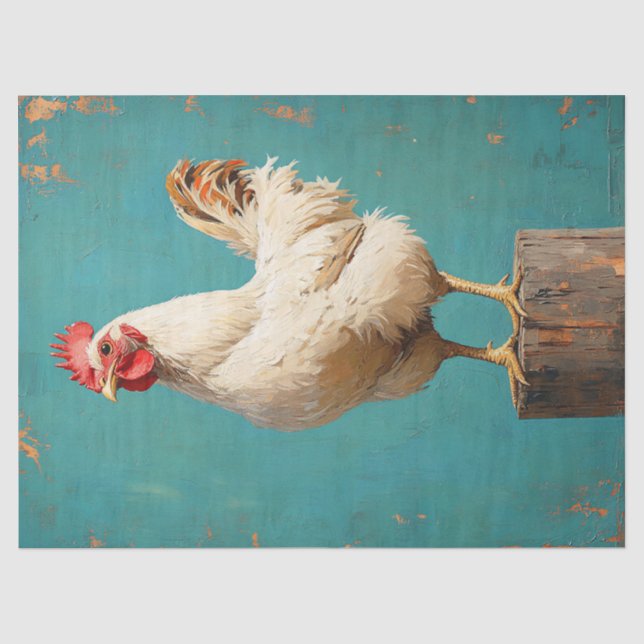 Proud White Chicken Decoupage Seidenpapier (Vorderseite)