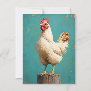 Proud White Chicken Postkarte