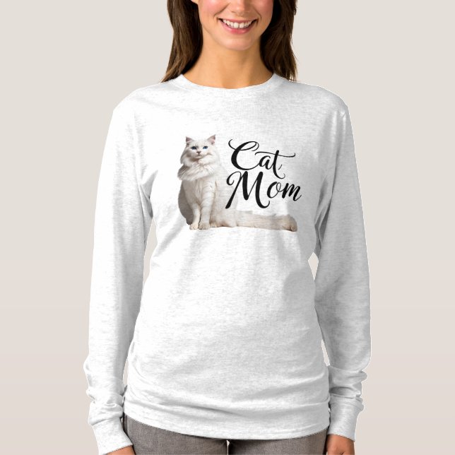 Proud White Maine Coon Cat Mama T - Shirt (Vorderseite)