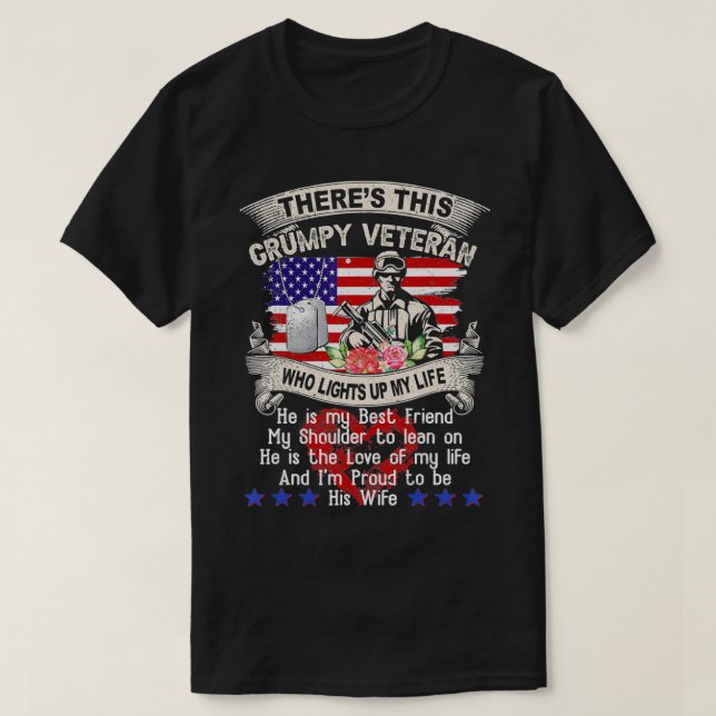 Proud Wife of Grumpy Veteran  T-Shirt (Design vorne)