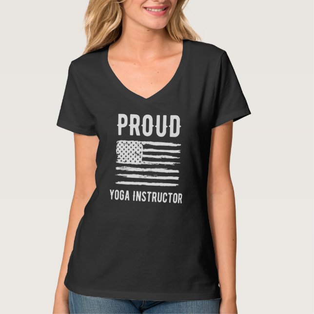 Proud Yoga Instructor Profession American Flag Pre T-Shirt (Vorderseite)