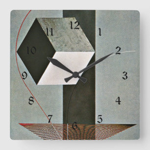 Proun 99, abstrakte Kunstwerke von El Lissitzky Quadratische Wanduhr