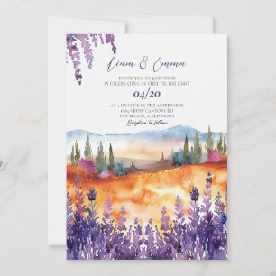 Provence Aquarell Hochzeit Einladung